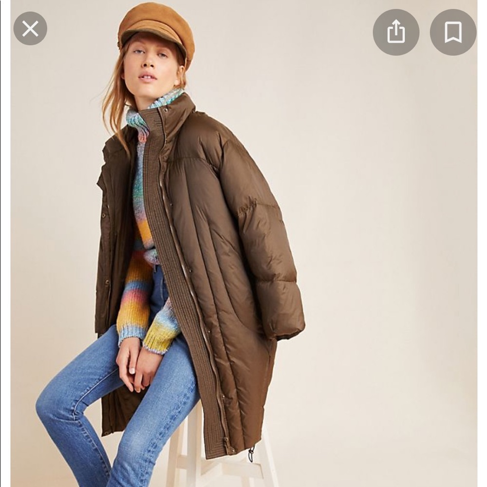 Anthropologie puffer down coat